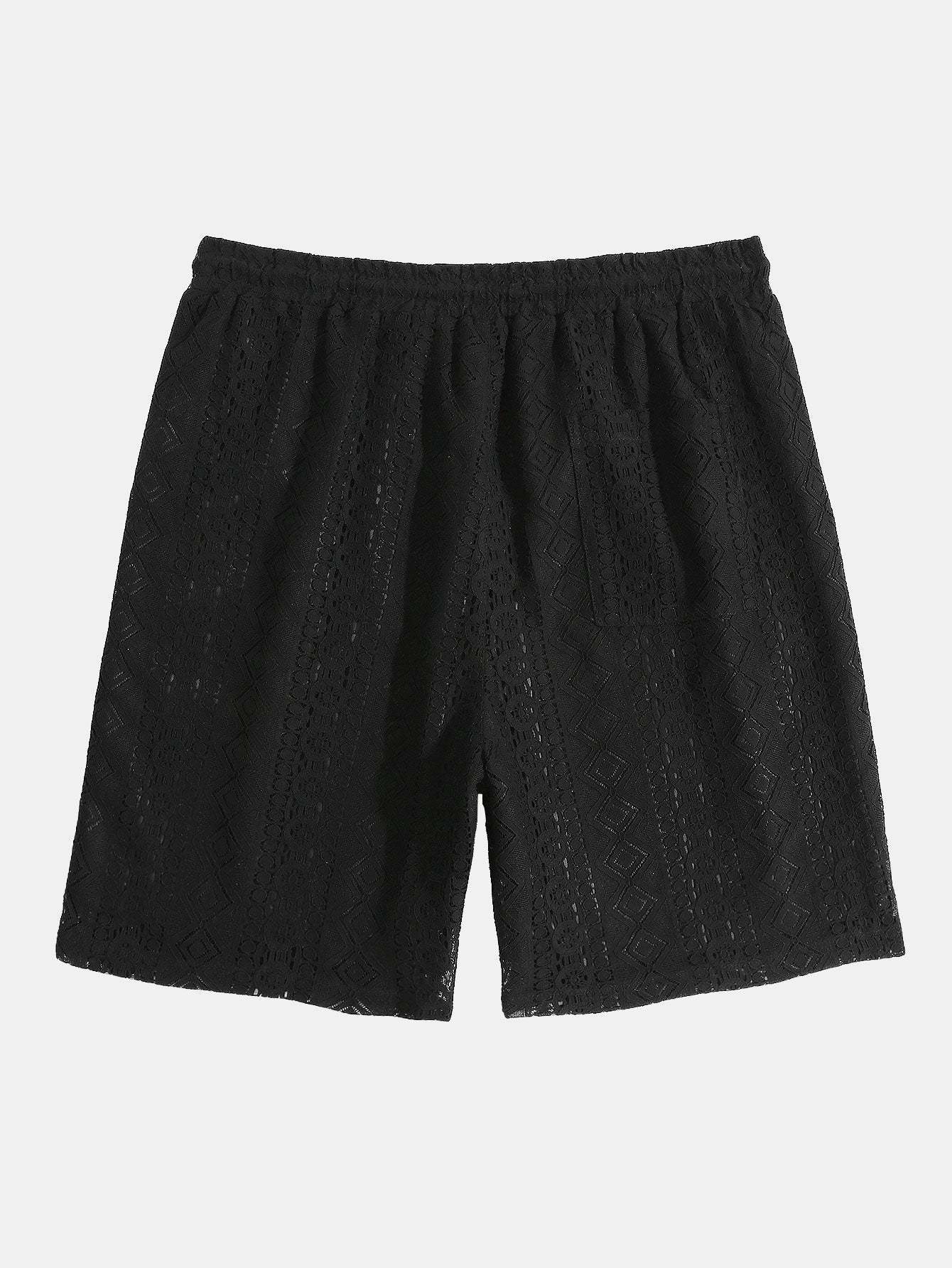 Geometry Textured Cuban Shirt & Shorts-Mitchell Shoes