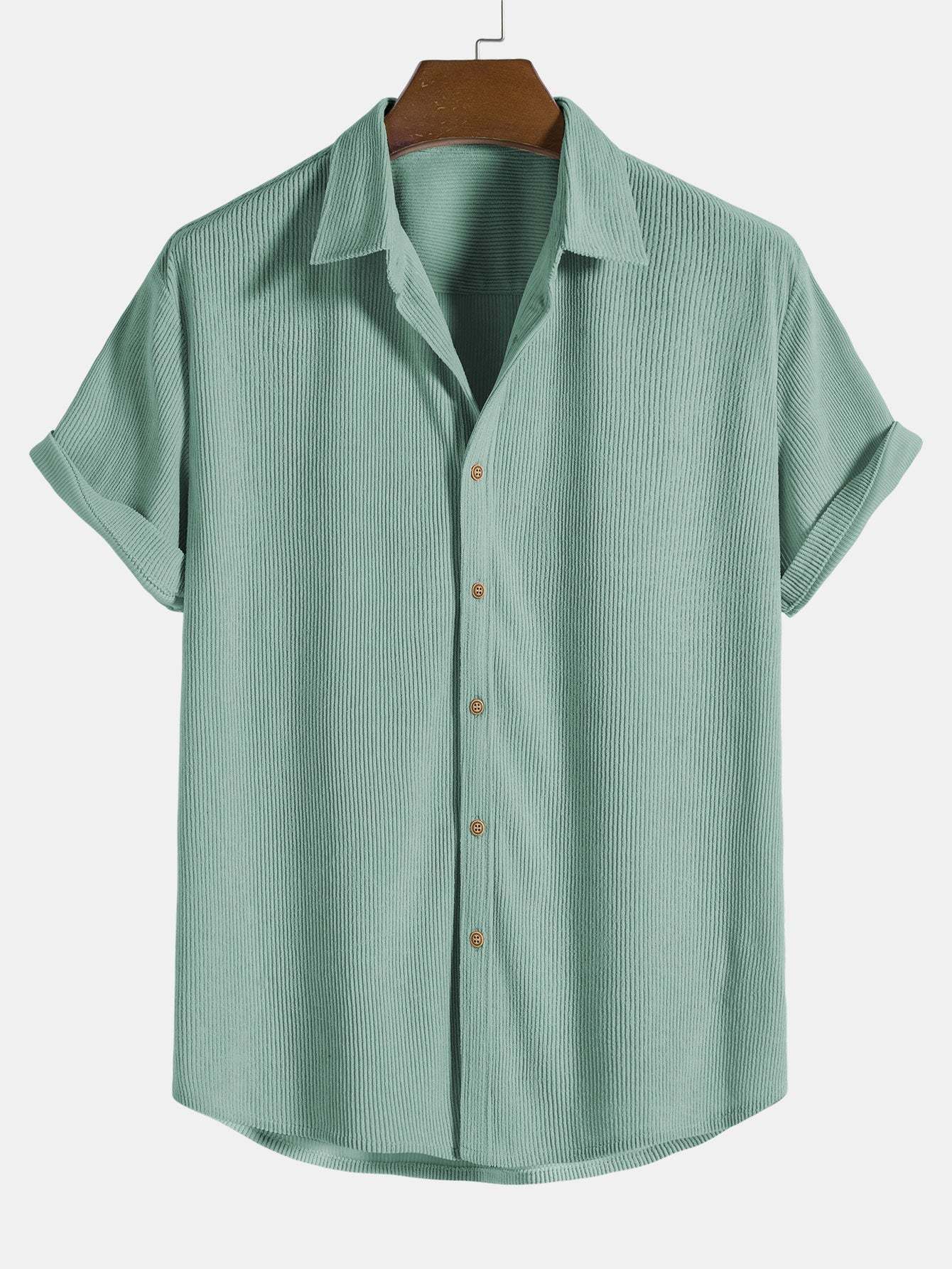 Corduroy Button Up Short Sleeved Shirt & Straight Leg Corduroy Pants-Mitchell Shoes
