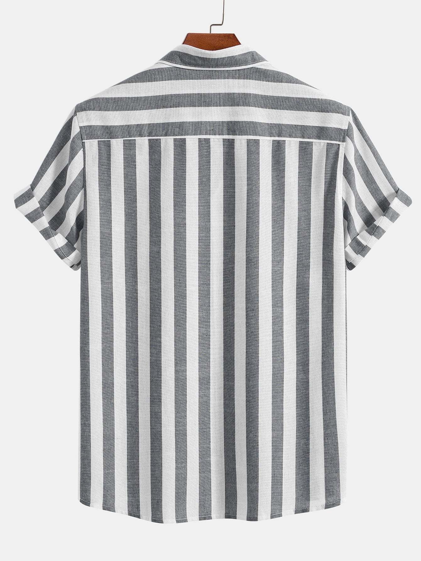 Striped Cotton Blend Button Up Shirt-Mitchell Shoes