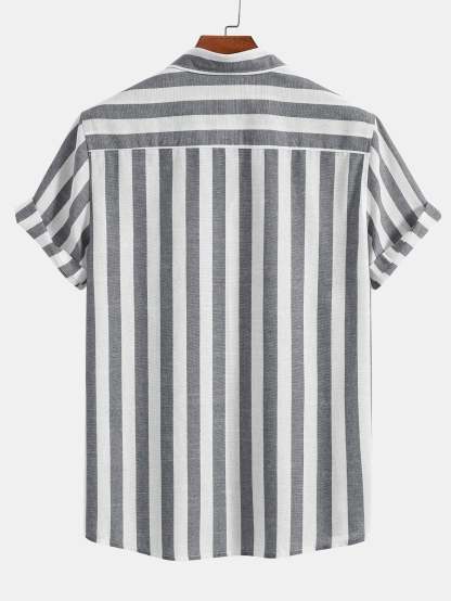 Striped Cotton Blend Button Up Shirt-Mitchell Shoes