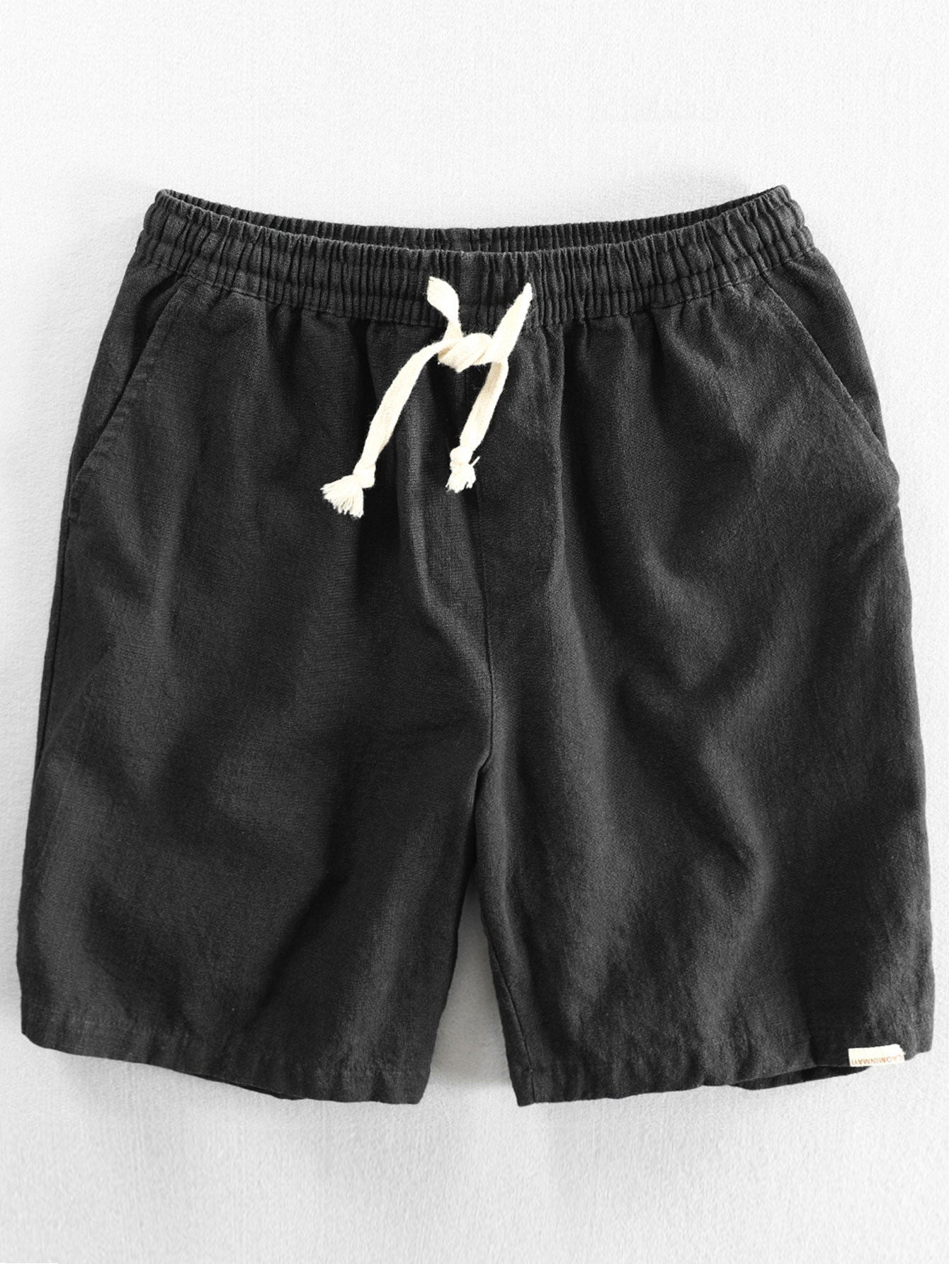 Linen Look Short Sleeve Stand Collar Shirt & Linen Cotton Blend Drawstring Shorts-Mitchell Shoes