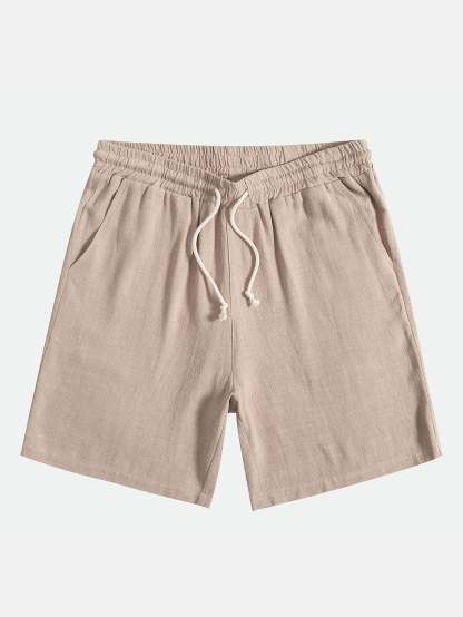 Linen And Rayon Blend Stand Collar Shirt & Shorts-Mitchell Shoes