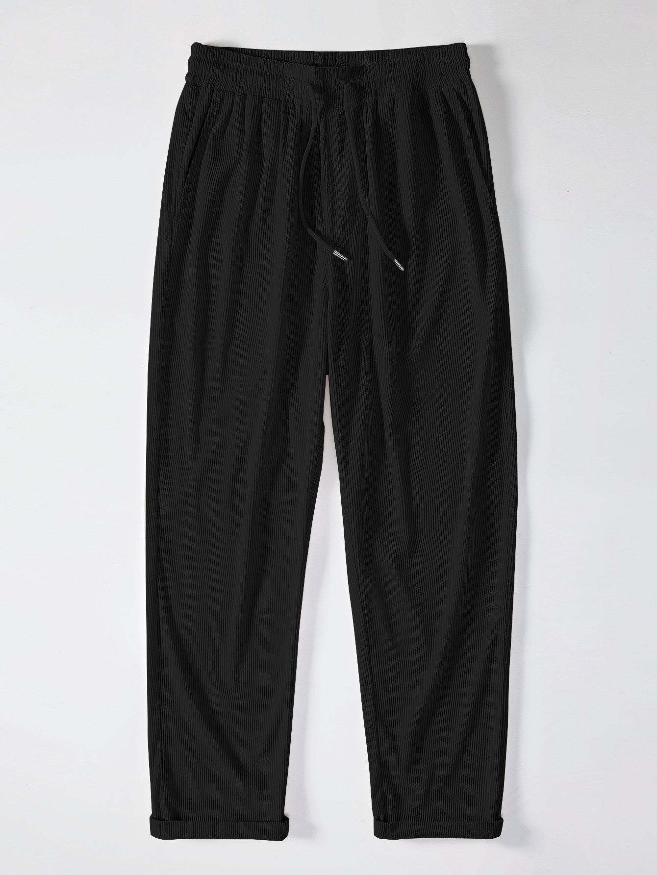 Long Sleeve Polo Collar Corduroy Shirt & Straight Leg Corduroy Pants-Mitchell Shoes