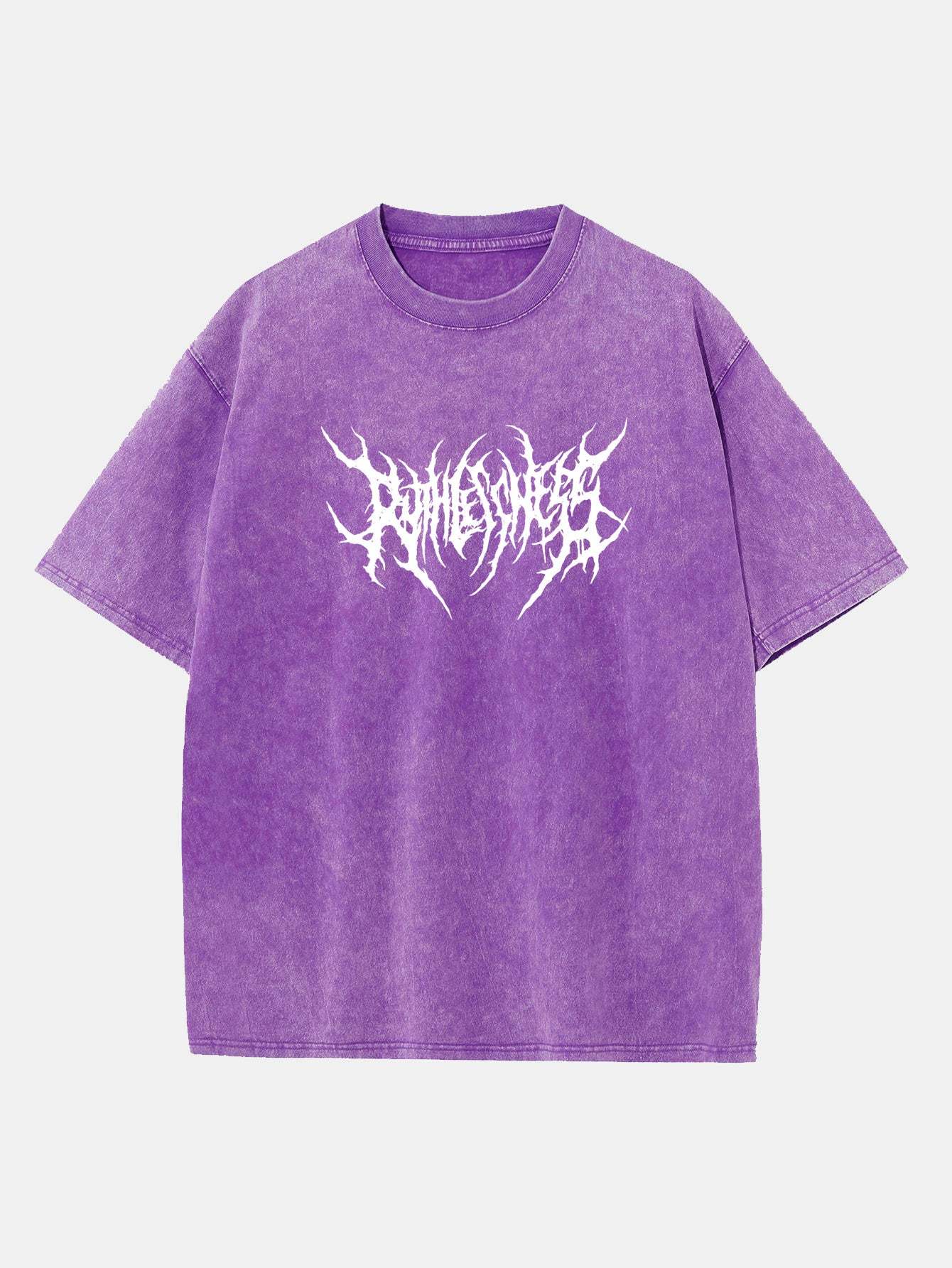 Ruthless Gothic Print Washed Distressed Drop Shoulder T-Shirt-Mitchell Shoes