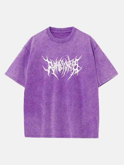 Ruthless Gothic Print Washed Distressed Drop Shoulder T-Shirt-Mitchell Shoes