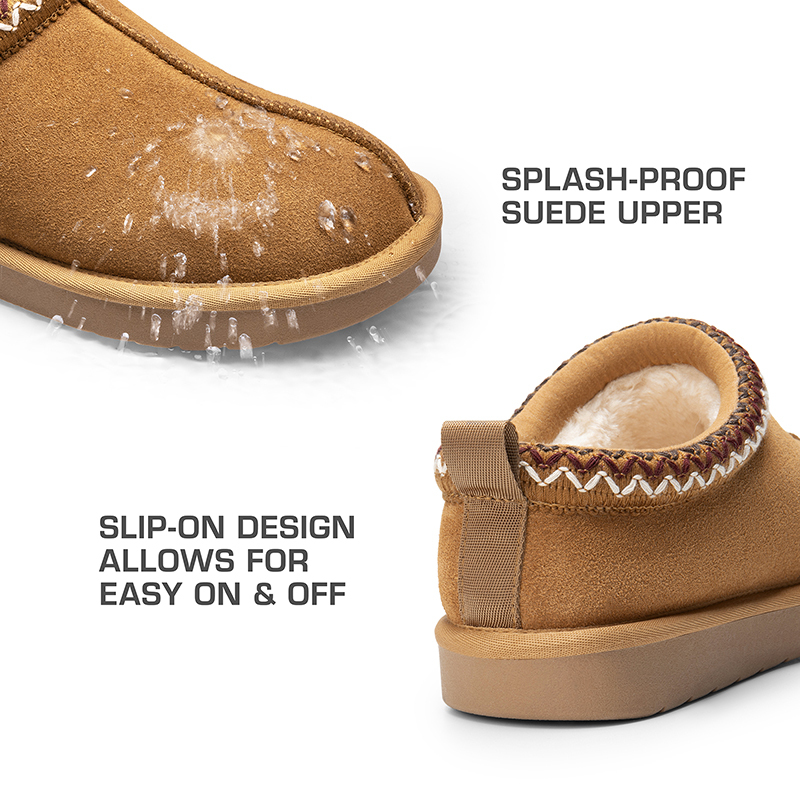 Embroidered Trim Cozy Fuzzy Lined Slippers