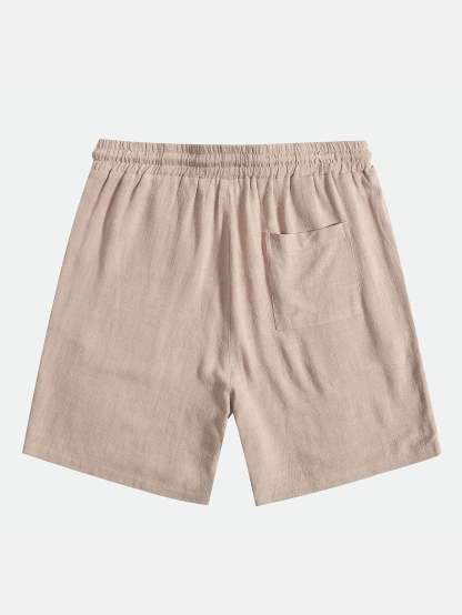 Linen And Rayon Blend Stand Collar Shirt & Shorts-Mitchell Shoes