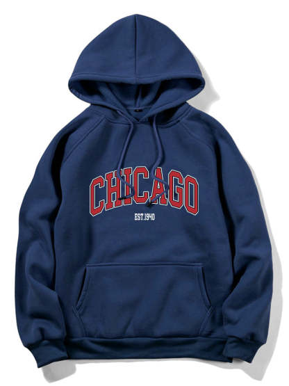 Chicago Letter Print Hoodie & Jogger Pants-Mitchell Shoes
