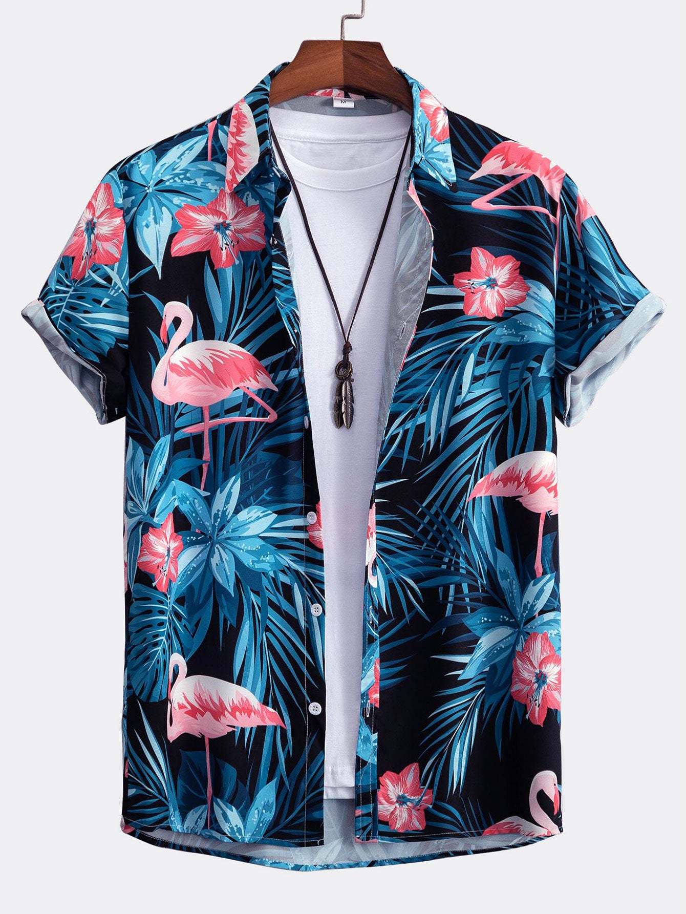 Flamingo Tropical Print Button Up Shirt & Shorts-Mitchell Shoes