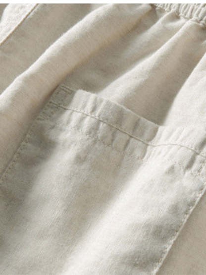 Cotton Blend Striped Button Up Shirt & Straight Leg Linen Pants-Mitchell Shoes