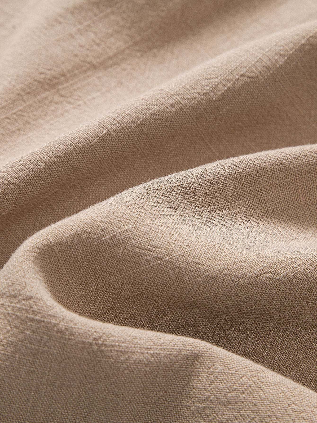 Linen And Rayon Blend Stand Collar Shirt & Linen Cotton Blend Drawstring Shorts-Mitchell Shoes