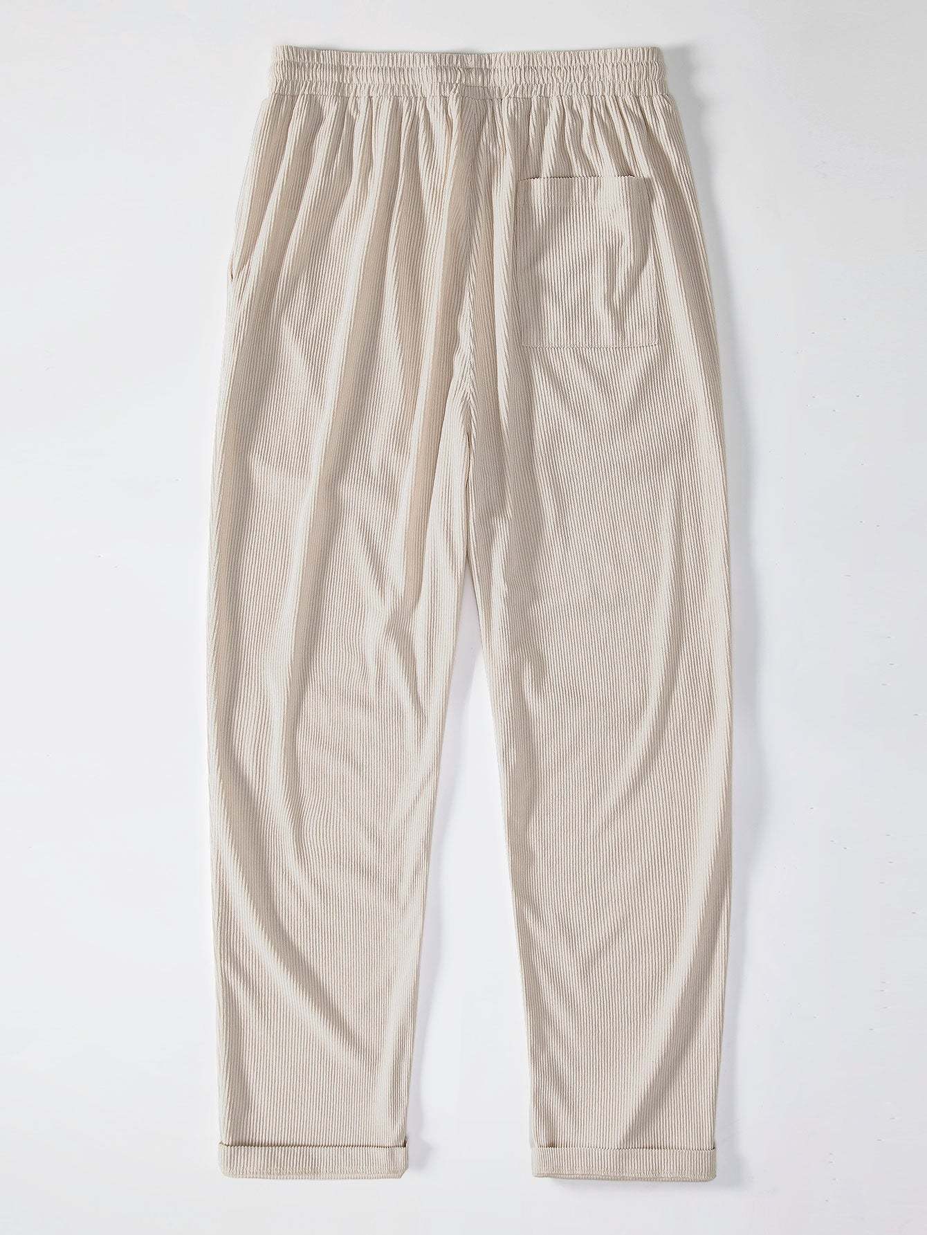 Long Sleeve Polo Collar Corduroy Shirt & Straight Leg Corduroy Pants-Mitchell Shoes