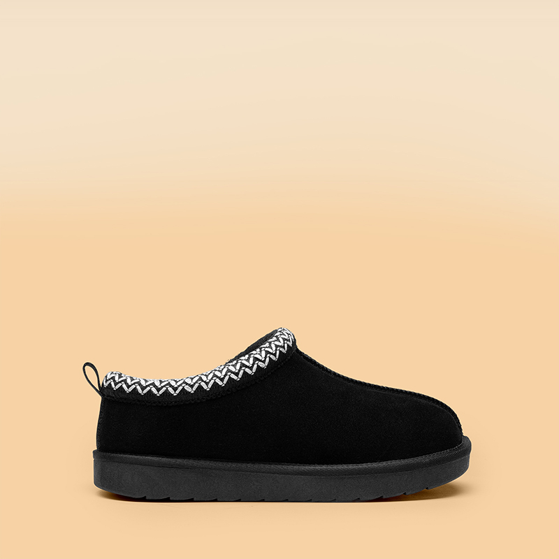 Embroidered Trim Cozy Fuzzy Lined Slippers