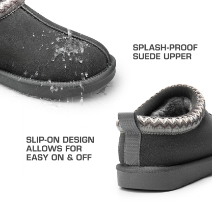 Embroidered Trim Cozy Fuzzy Lined Slippers