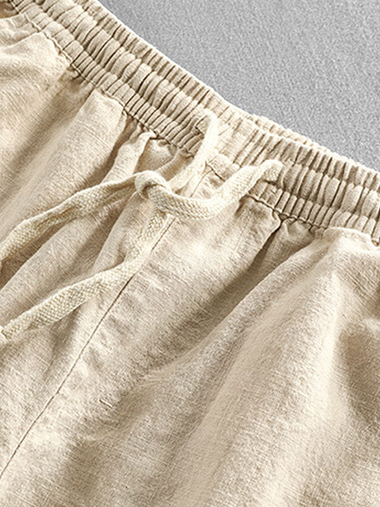 Linen Rayon Blend Cuban Shirt & Linen Cotton Blend Drawstring Shorts-Mitchell Shoes