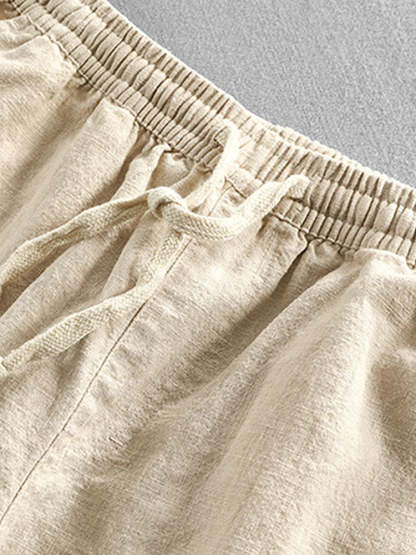 Linen Rayon Blend Cuban Shirt & Linen Cotton Blend Drawstring Shorts-Mitchell Shoes