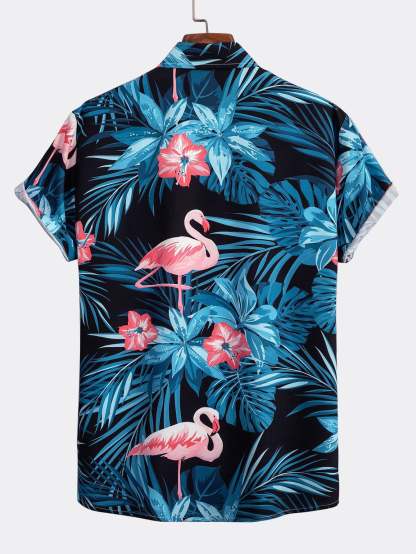 Flamingo Tropical Print Button Up Shirt & Shorts-Mitchell Shoes