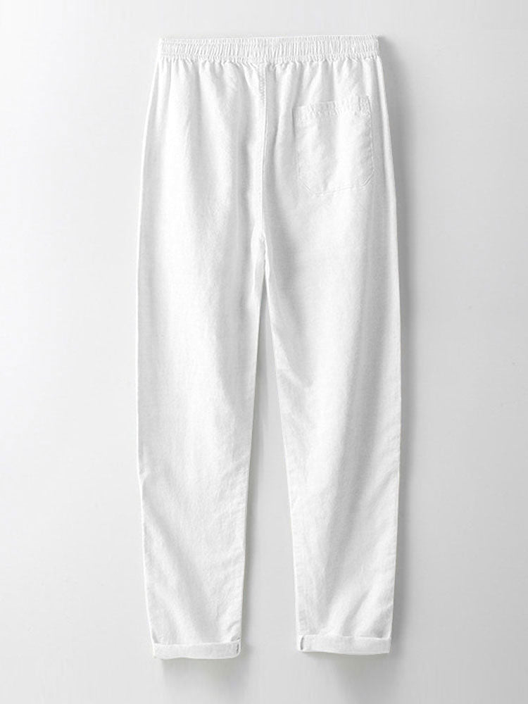 Striped Cotton Blend Button Up Shirt & Straight Leg Linen Pants-Mitchell Shoes
