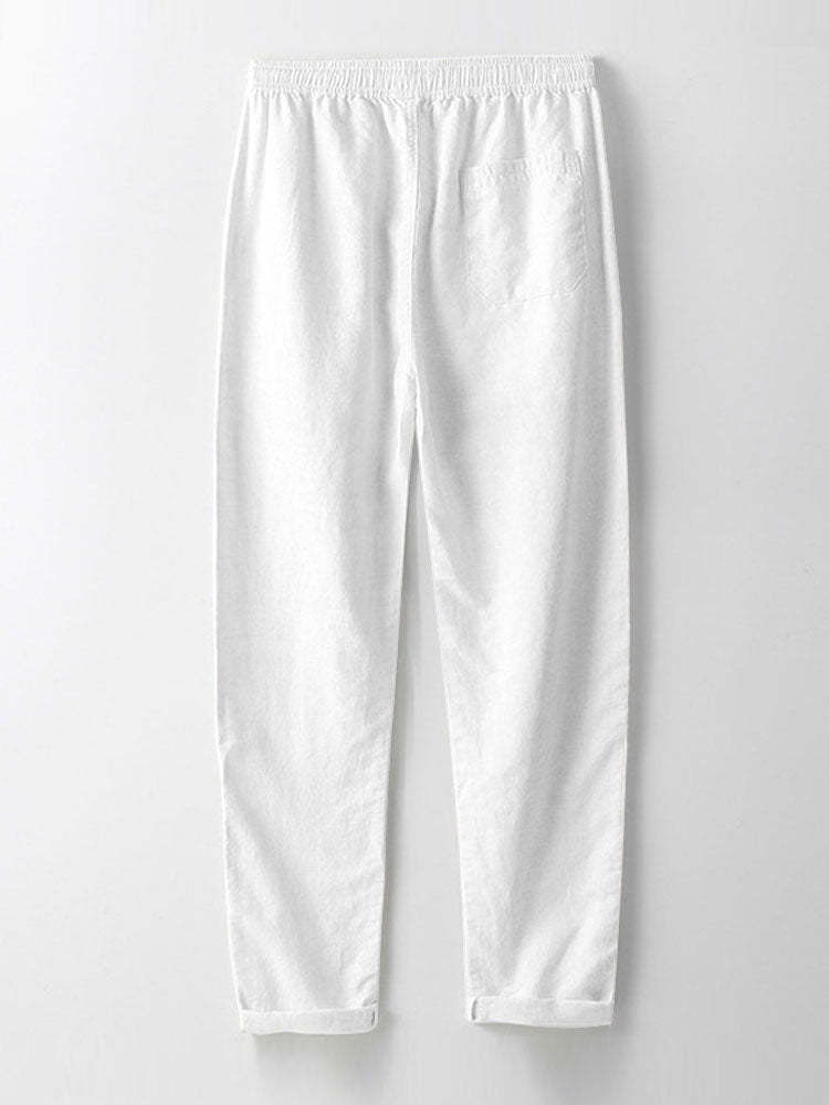 Striped Cotton Blend Button Up Shirt & Straight Leg Linen Pants-Mitchell Shoes