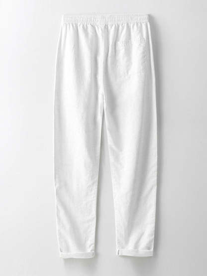 Striped Cotton Blend Button Up Shirt & Straight Leg Linen Pants-Mitchell Shoes