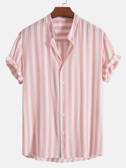 Striped Stand Collar Shirt & Swim Shorts-Mitchell Shoes