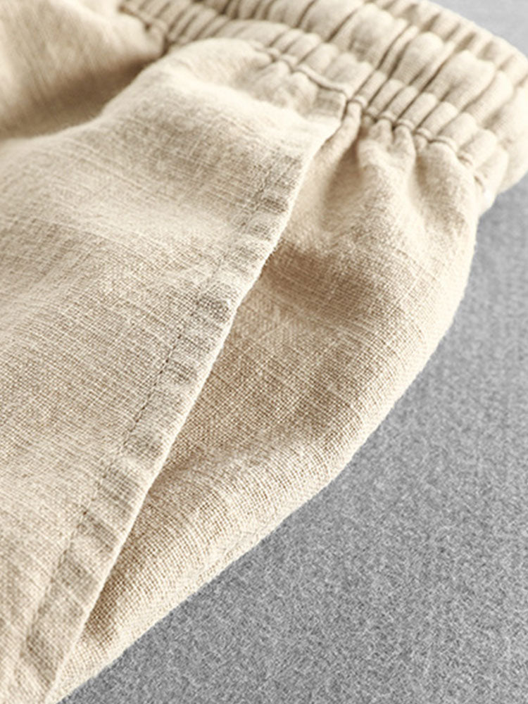Linen Rayon Blend Cuban Shirt & Linen Cotton Blend Drawstring Shorts-Mitchell Shoes