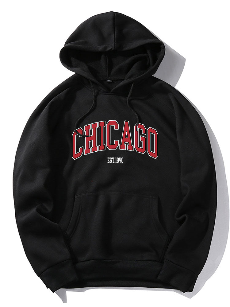 Chicago Letter Print Hoodie & Jogger Pants-Mitchell Shoes
