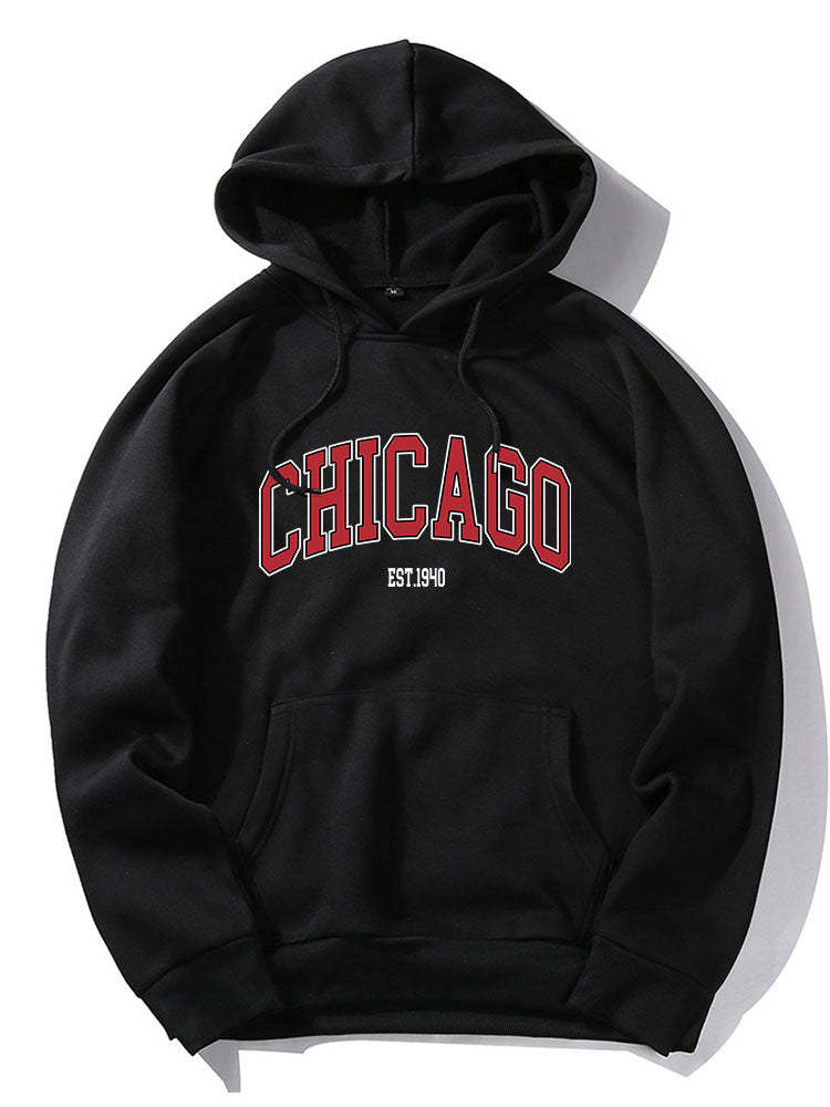 Chicago Letter Print Hoodie & Jogger Pants-Mitchell Shoes