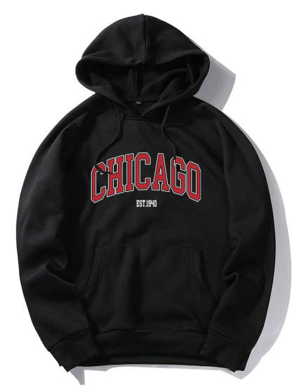 Chicago Letter Print Hoodie & Jogger Pants-Mitchell Shoes