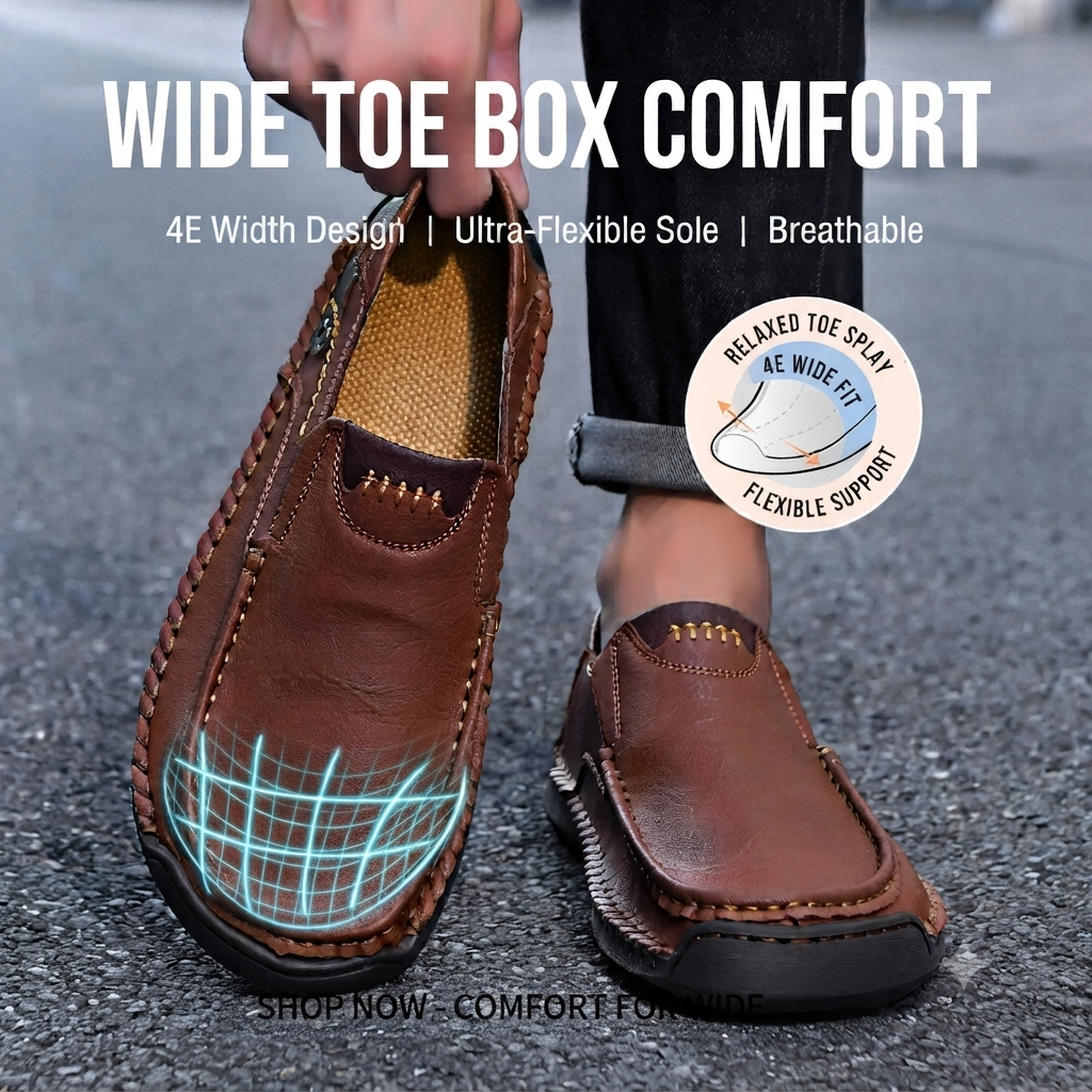Mitchell Shoes Men's Handmade Genuine Leather Moccasins Wide Fit