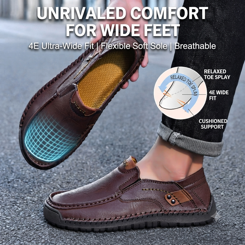 Mitchell Shoes Men's Handmade Genuine Leather Moccasins Wide Fit