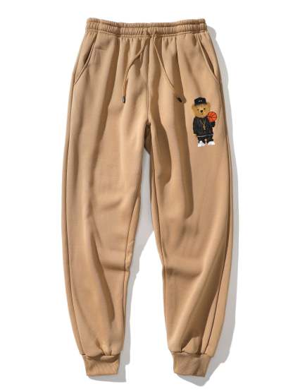 Basketball Bear Print Hoodie & Jogger Pants-Mitchell Shoes