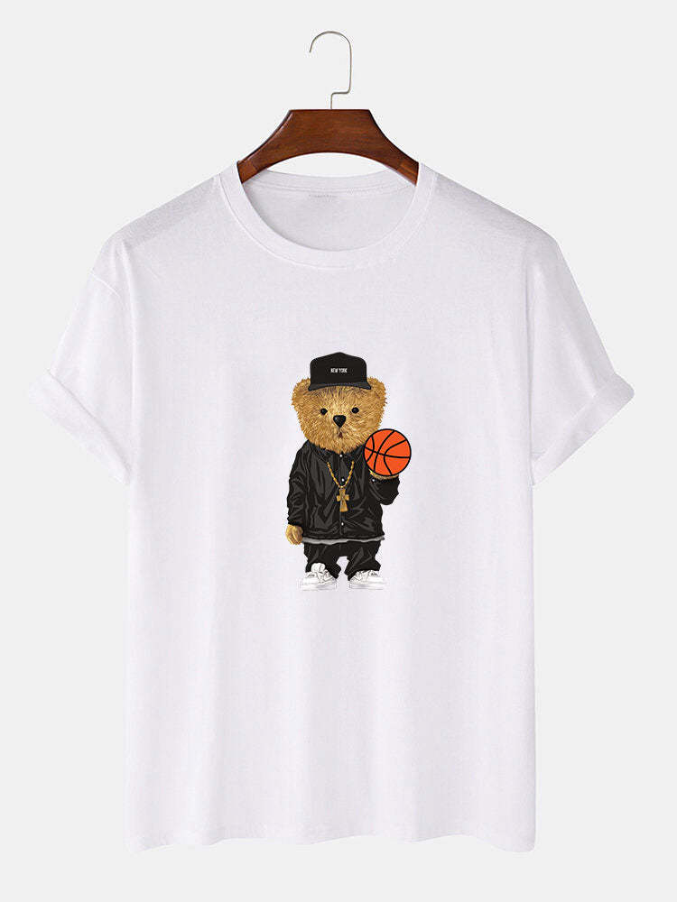 Basketball Bear Print T-Shirt & Jogger Pants-Mitchell Shoes