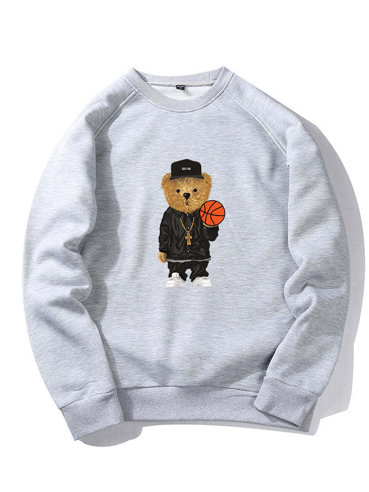 Basketball Bear Print Sweatshirt & Jogger Pants-Mitchell Shoes