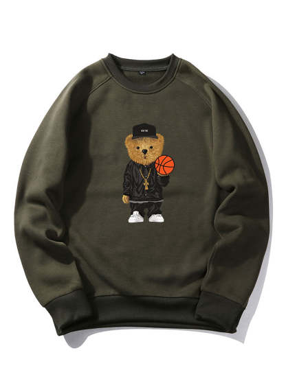 Basketball Bear Print Sweatshirt & Jogger Pants-Mitchell Shoes