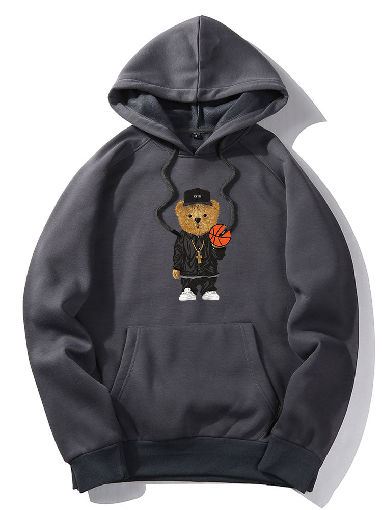 Basketball Bear Print Hoodie & Jogger Pants-Mitchell Shoes
