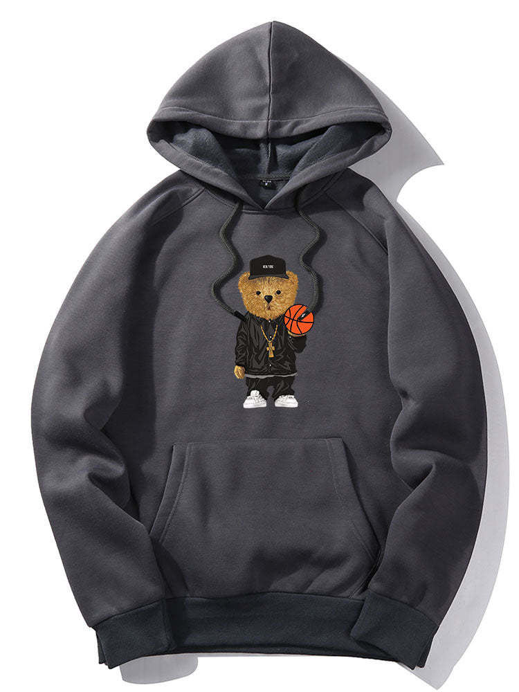 Basketball Bear Print Hoodie & Jogger Pants-Mitchell Shoes