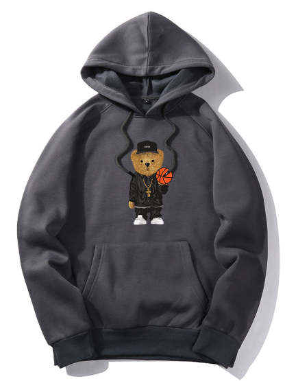 Basketball Bear Print Hoodie & Jogger Pants-Mitchell Shoes