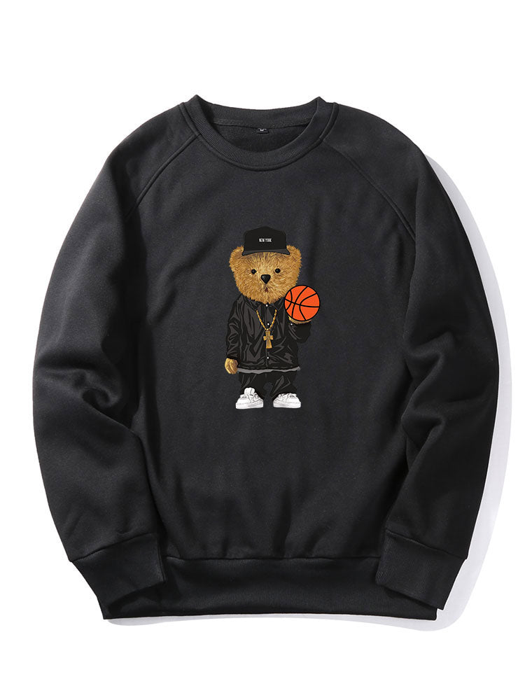 Basketball Bear Print Sweatshirt & Jogger Pants-Mitchell Shoes