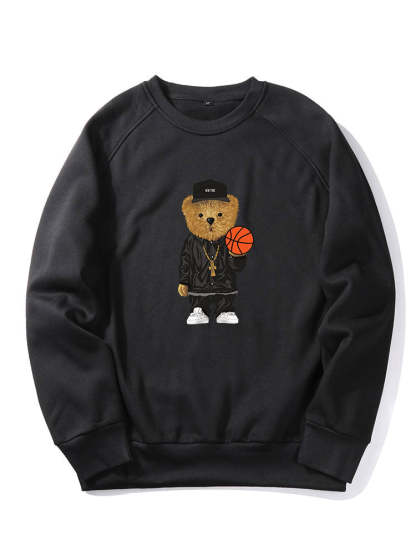 Basketball Bear Print Sweatshirt & Jogger Pants-Mitchell Shoes