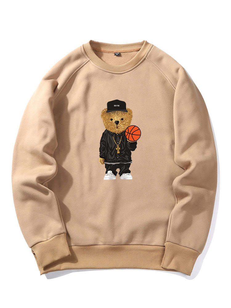 Basketball Bear Print Sweatshirt & Jogger Pants-Mitchell Shoes