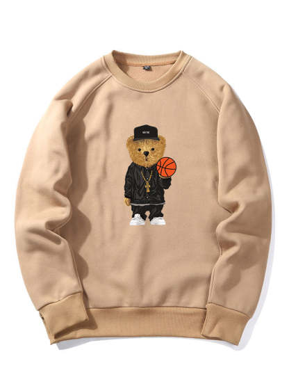 Basketball Bear Print Sweatshirt & Jogger Pants-Mitchell Shoes