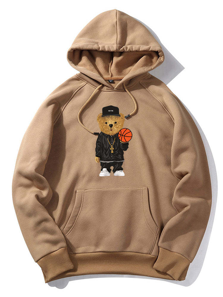 Basketball Bear Print Hoodie & Jogger Pants-Mitchell Shoes