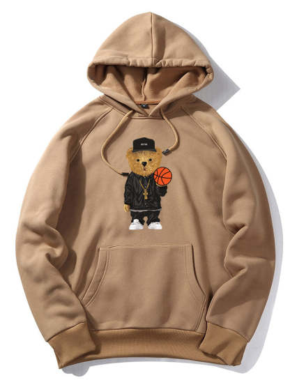 Basketball Bear Print Hoodie & Jogger Pants-Mitchell Shoes