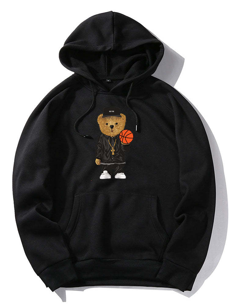 Basketball Bear Print Hoodie & Jogger Pants-Mitchell Shoes