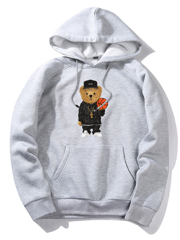 Basketball Bear Print Hoodie & Jogger Pants-Mitchell Shoes