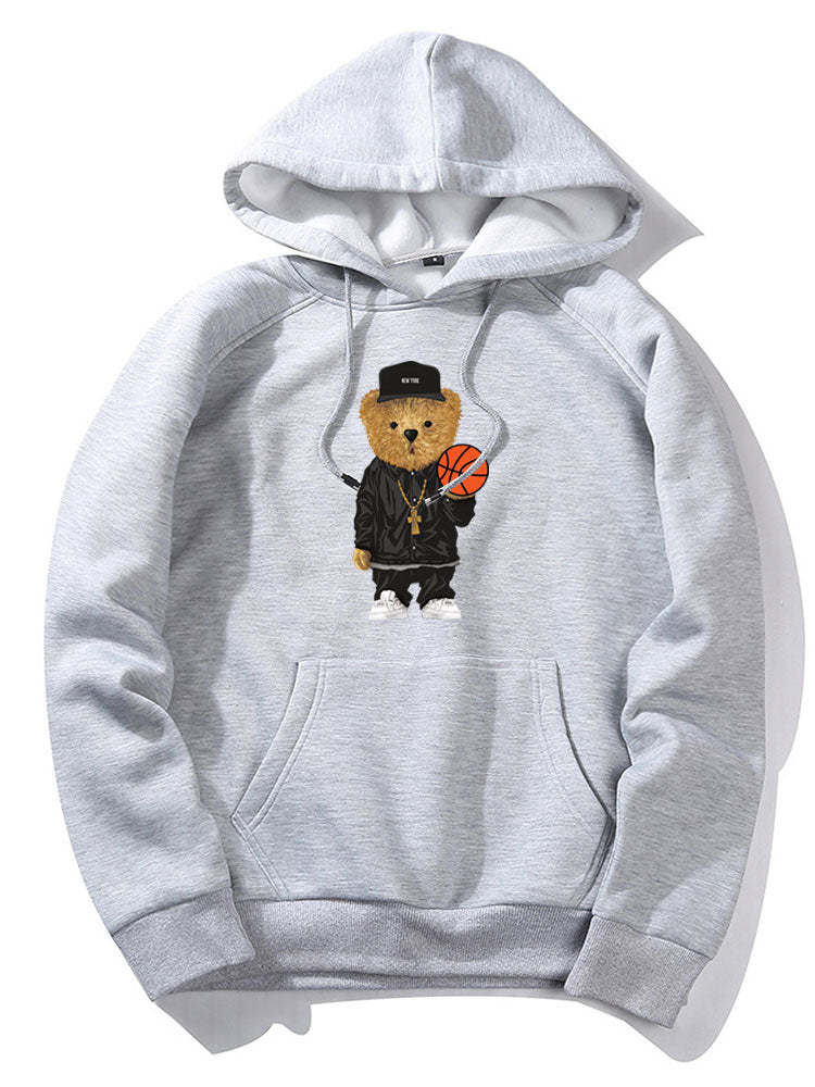 Basketball Bear Print Hoodie & Jogger Pants-Mitchell Shoes