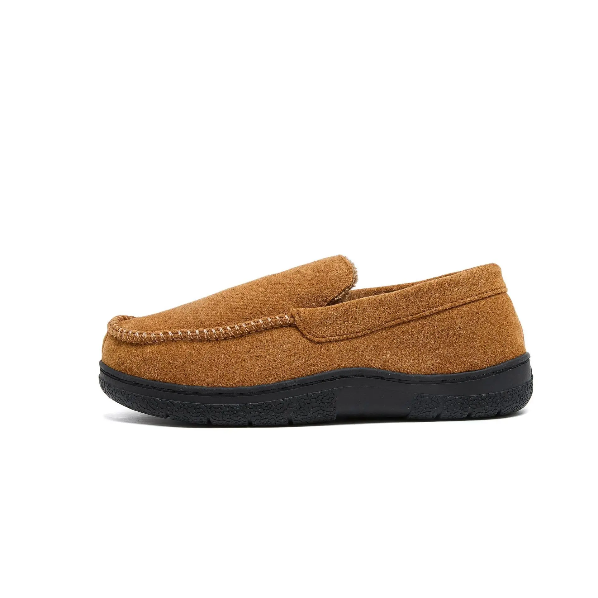 New Wholesale Men's Breathable Velvet Slipper Non-Slip Thickened Cotton Home Warm Outwear Slip-On Plus Toe Cap Mark Winter
