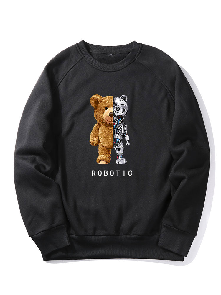 Robot Bear Print Raglan Sleeves Sweatshirt & Jogger Pants-Mitchell Shoes