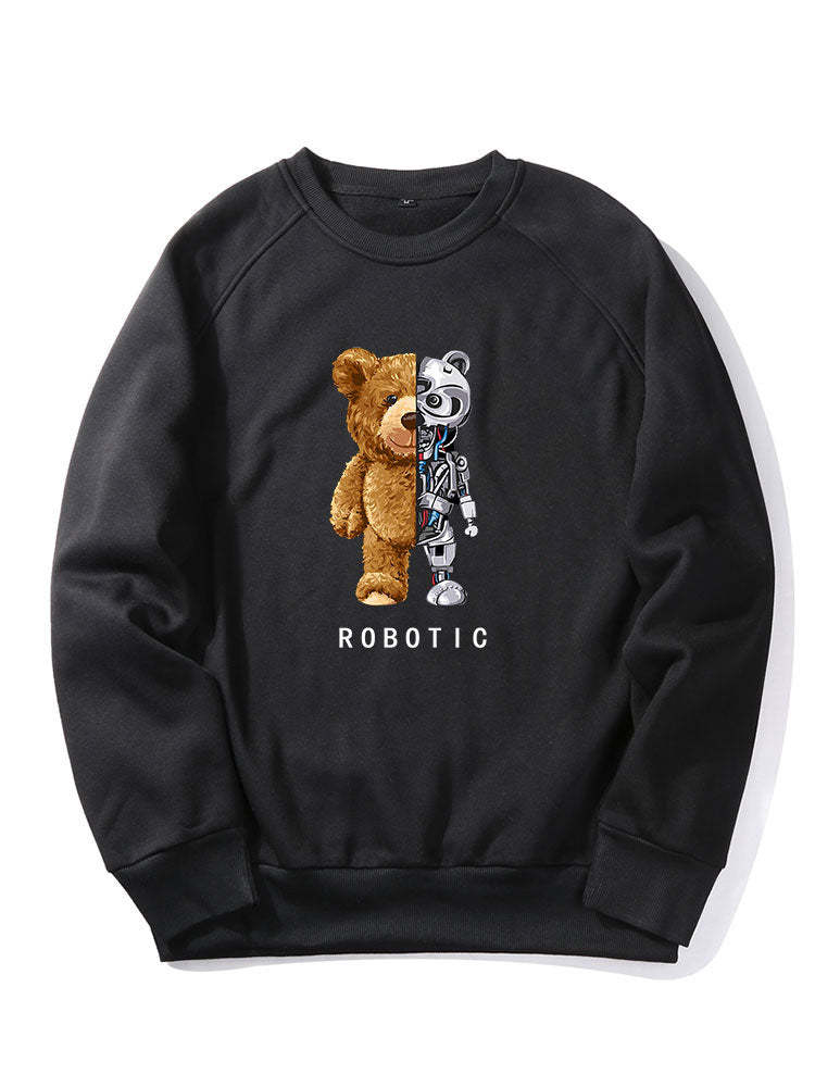 Robot Bear Print Raglan Sleeves Sweatshirt & Jogger Pants-Mitchell Shoes